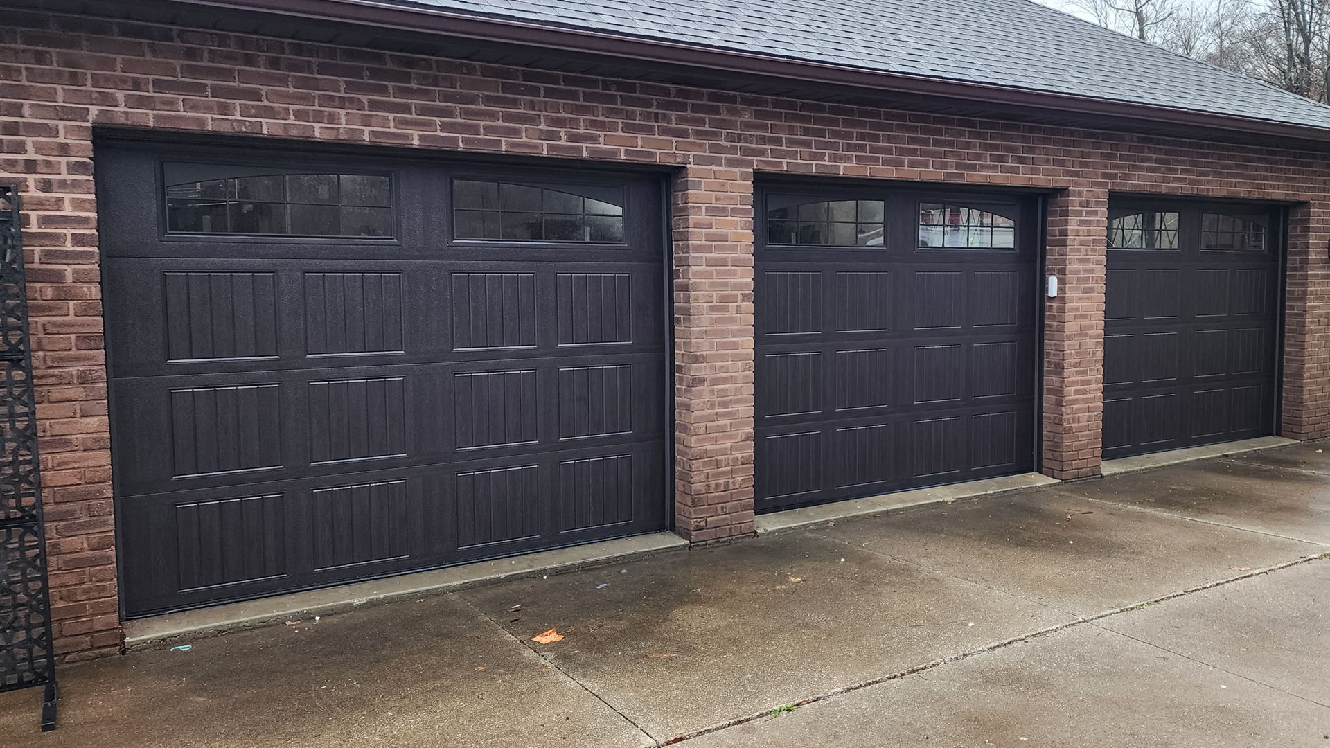 black garage door